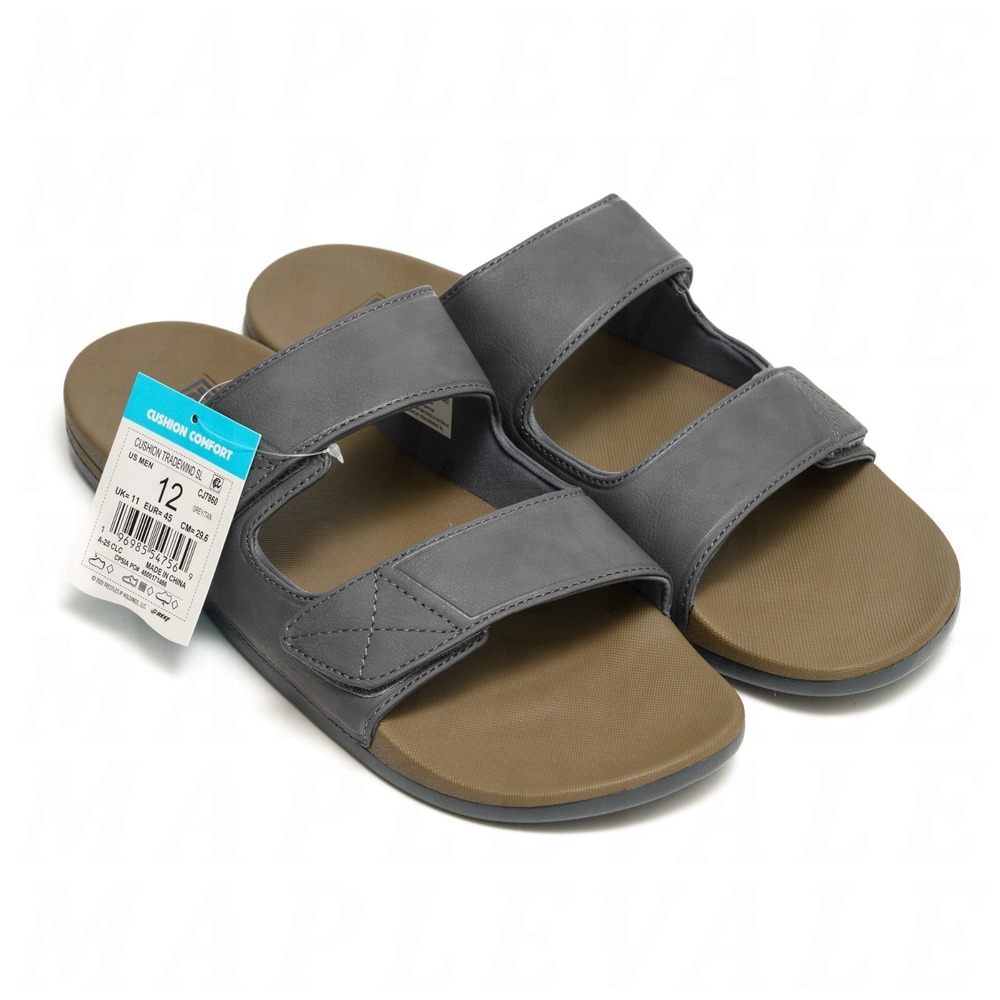 Reef Cushion Tradewind SL Men's Sz 12 Slide Sandals Grey/Tan Adjustable NWT